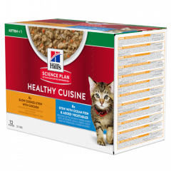 Hill's Science Plan Healthy Cuisine Stew avec poulet/poisson de mer et légumes ajoutés nourriture humide pour chatons multipack 12 x 80g