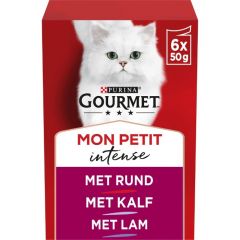 GOURMET Mon Petit Intense meat with Beef, Veal, Lamb nourriture pour chat humide 6x50gr