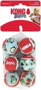 Kong Christmas Holiday Squeakair Balls multicolore M 6 pièces