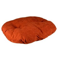 Coussin Duvo+ ovale velours cuivre rouge/blanc