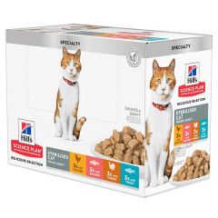 Hill's Science Plan Sterilised Cat Young Adult wet food Multipack Chicken/Salmon/Turkey/Forel 12x85g