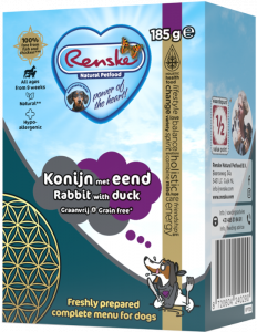 Renske fresh dog food Rabbit with Duck Grain-free 185 grammes